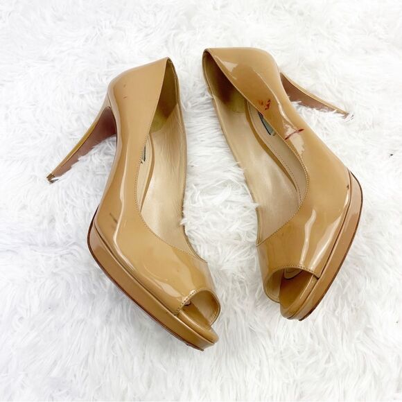 Prada Patent Leather Peep Toe Stiletto Heel Pumps - Picture 4 of 10